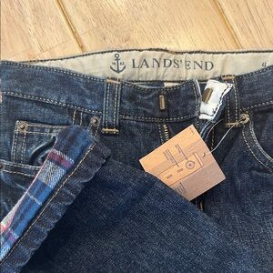 Lands' End Kids Fleece Flannel Lined Jeans, new with tags